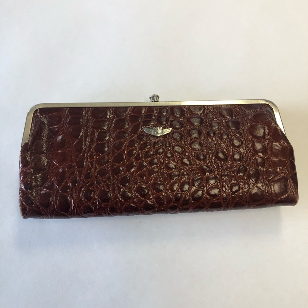Consuela Brown Leather Foldover Clutch
